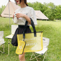 New Style Mesh Shoulder Bag Large-Capacity Mother and Child Bag Printed Letters Beach Bag Female Bag